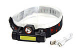 Налобний ліхтарик X-Balog BL-8101 LED+COB акумуляторний microUSB Black (7_00725), фото 3