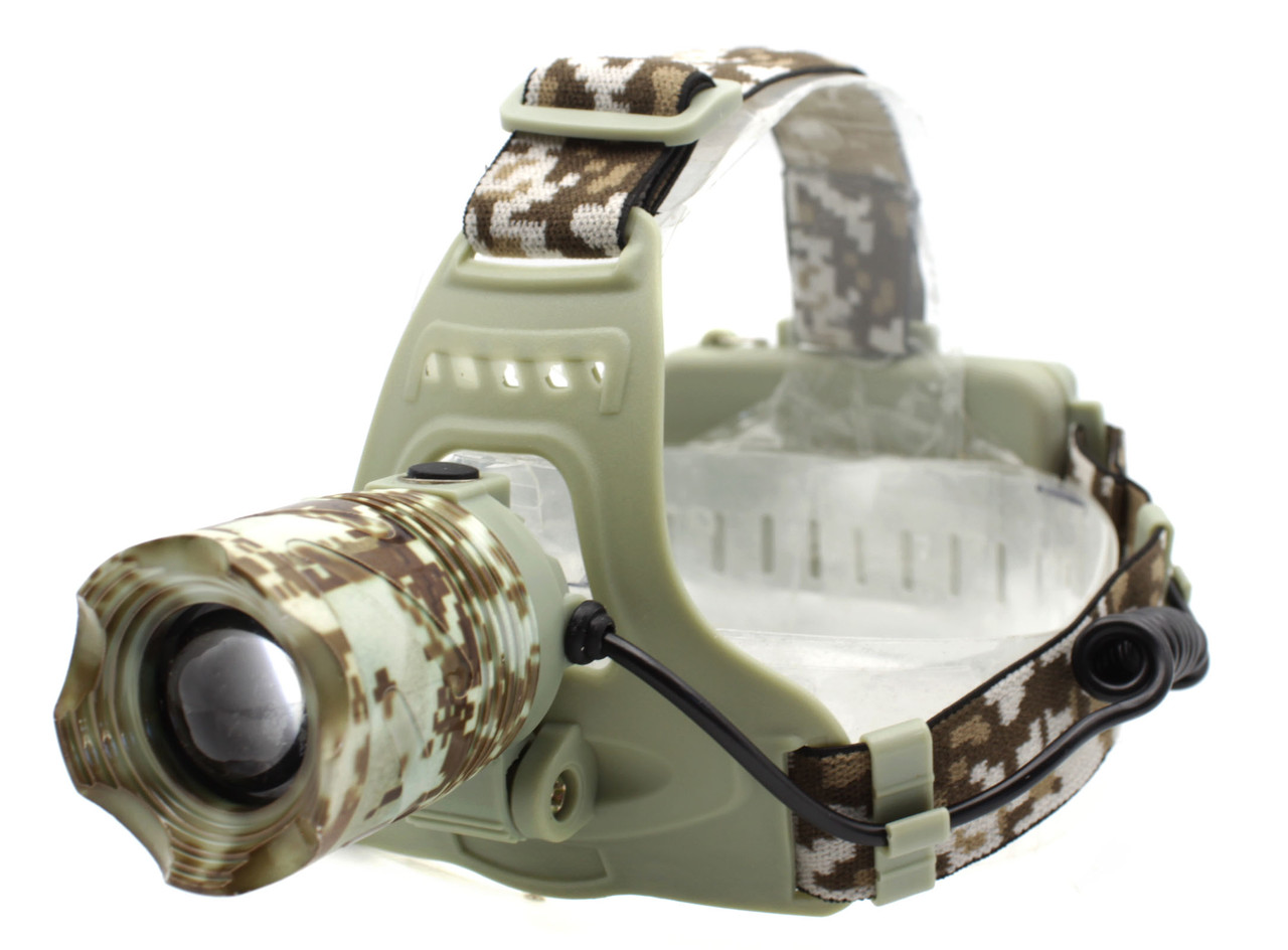 Налобний ліхтарик WD121 T6 акумуляторний 2x18650 Camo (7_00730)