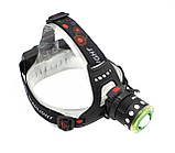Налобний ліхтарик WD120 T6+COB Zoom акумуляторний 2x18650 microUSB Black (7_00731), фото 4
