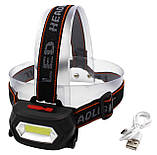 Налобний ліхтарик Bailong BL-203 LED+COB акумуляторний microUSB Black (7_00747), фото 2