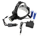 Налобний ліхтарик WD126 T6+LED Zoom акумуляторний 2x18650 Black (7_00752), фото 2