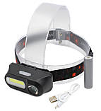 Налобний ліхтарик Bailong BL-1804 LED+COB акумуляторний 1x18650 microUSB Black (7_00757), фото 2