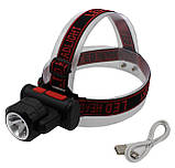 Налобний ліхтарик Bailong BL-2001 4SMD+XPE акумуляторний microUSB Black (7_00759), фото 2
