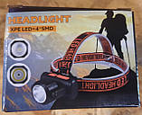 Налобний ліхтарик Bailong BL-2001 4SMD+XPE акумуляторний microUSB Black (7_00759), фото 5