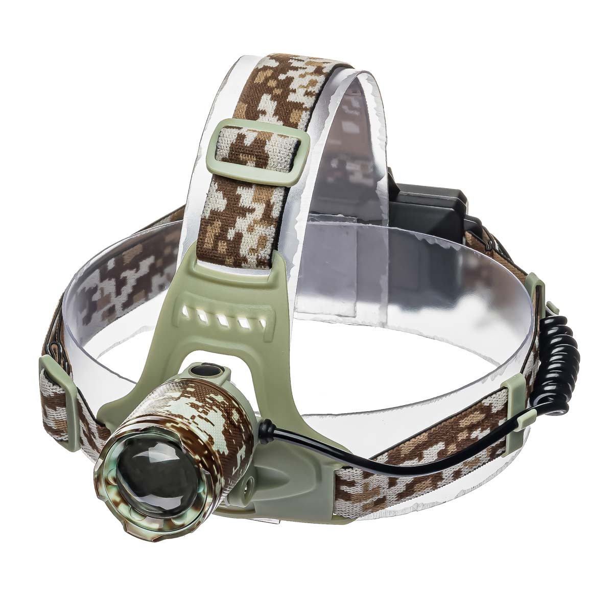 Налобний ліхтарик WD151 T6 Zoom акумуляторний 2x18650 microUSB Camo (7_00760)