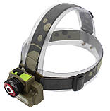 Налобний ліхтарик 8808 XPE+COB акумуляторний microUSB Camo (7_00761), фото 2