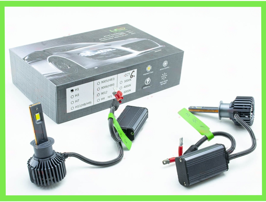 Світлодіодні LED лампи с обманкой в фару авто H1 12V-24V GA675 6500K 6500L 50W активне охолодження