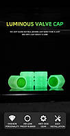 Захисні ковпачки на ніпелях, флуоресцентний світний ефект (на колеса). Комплект 4 шт. Зелені, сині, кра