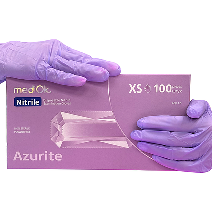 Рукавички нітрилові неопудрені mediOk AZURITE 01-007-XS, 100 шт світло-фіолетові, фото 1