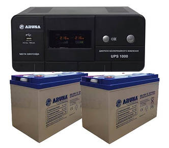 Комплект резервного живлення ДБЖ ARUNA UPS 500 + 2 гелеві (GEL) батареї 100Ah 12V