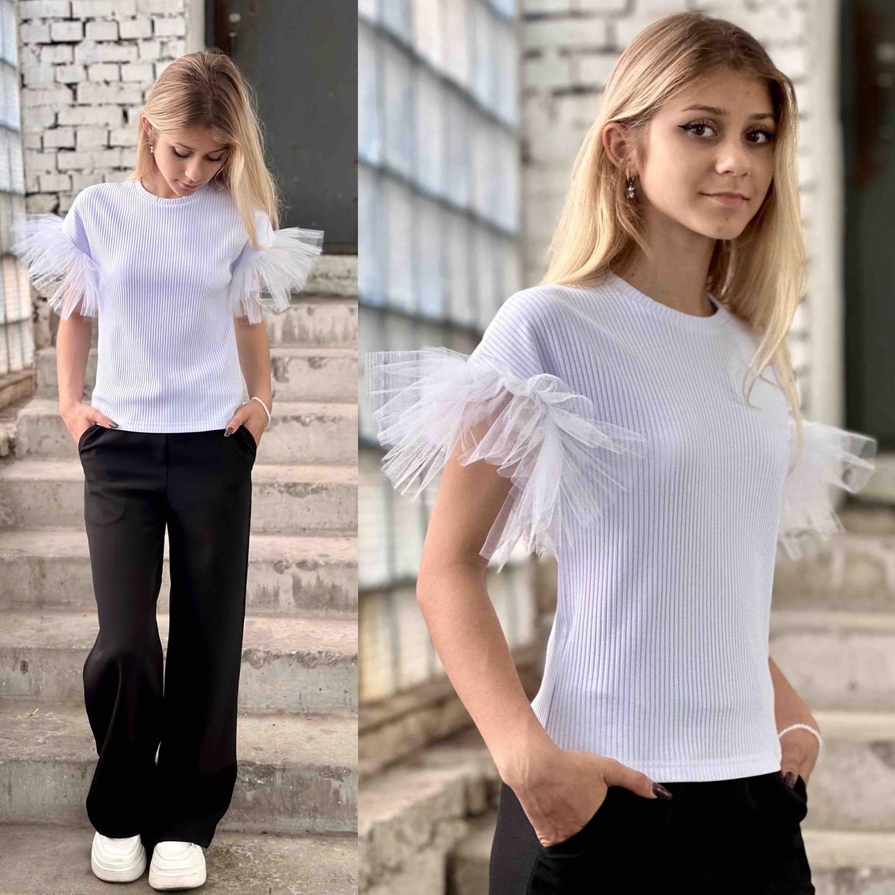 Блуза на дівчинку підлітка р 134-158 біла