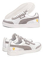 Чоловічі літні шкіряні кеди   FERRARI перфорація, білі кросівки повсякденні. Чоловіче взуття