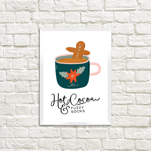 Постер у рамці a4 Hot cocoa and fuzzy socks