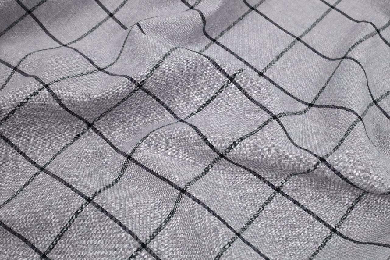 Washed cotton Клітинка чорна на сірому 250 см
