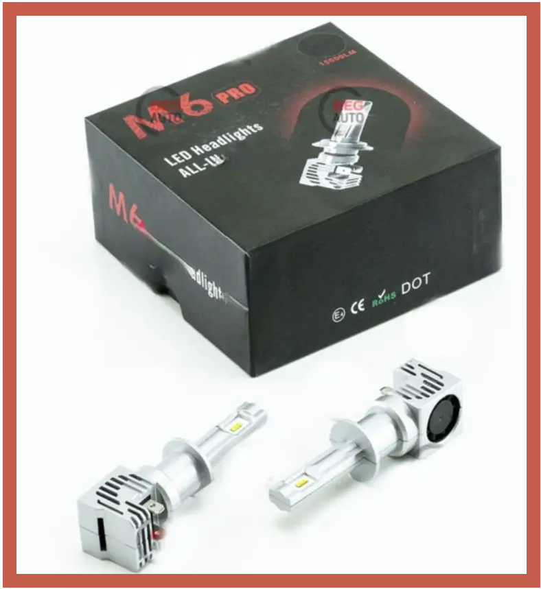 Світлодіодні LED лампи в фару авто H1 12V-24V M6 silver 6500 K 6500L 35W активне охолодження