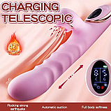 Вібратор із вакуумом і дисплеєм, Вагінально кліторальний стимулятор із підігрівом, Вібратор із відростком, Інтимні, фото 5