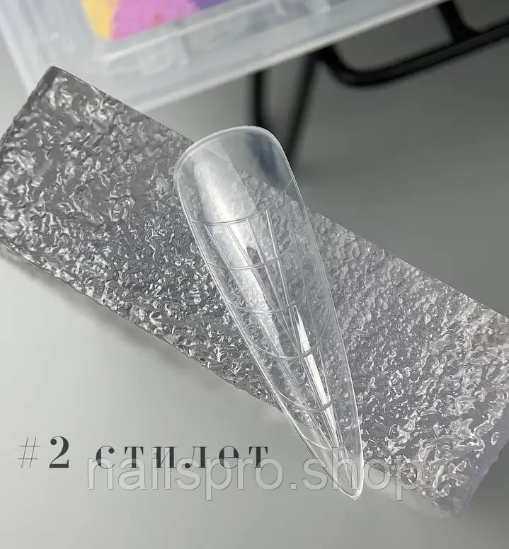 Верхні форми для нарощування нігтів RichColoR 02 стілеет з розміткою прозорі 120 шт, фото 1