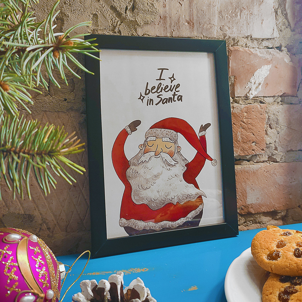 Постер у рамці а3 I believe in Santa
