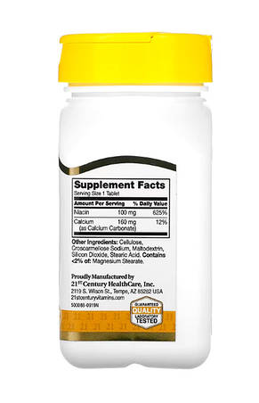 Вітамін В3 Ніацин 21st Century Niacin 100 мг 110 таб США, фото 3