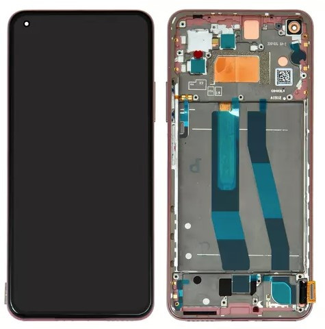 Дисплей для Xiaomi 11 Lite, 11 Lite 5G, рожевий, з рамкою, Original (PRC), peach pink