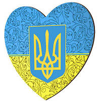 Магніт-серце дерев'яний Тризуб