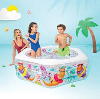 Басейн дитячий Intex 58480 Весела Видра, надувне дно, 360 л, зливний клапан, 152-56 см.