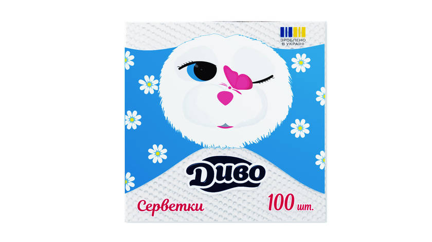 /Серветки паперові Диво 240*240 100шт в п/п упак білий, фото 1