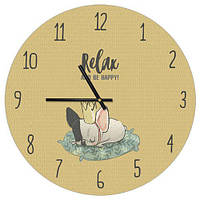 Годинник настінний круглий, 36 см Relax and be happy