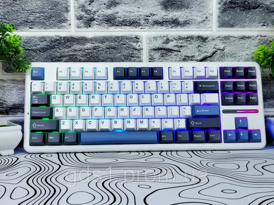 Ігрова Клавіатура AULA F87 Pro Біло-Сіра Механічна Бездротова Радіоканал / Блютуз - фото 1 - id-p2249297575