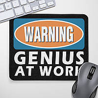 Килимок для мишки Warning! Genius at work