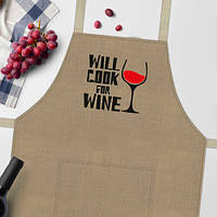 Фартух із написом Will cook for wine