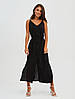 Повсякденне жіноче літнє плаття-міді з креп-жатки, чорне, фото 5