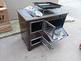 Дров'яна піч-кухня Efor EFS-10 "євро буржуйка" з варочною поверхнею та духовкою 8,6 кВт. (дверцята чавун+скло, топка керамо)