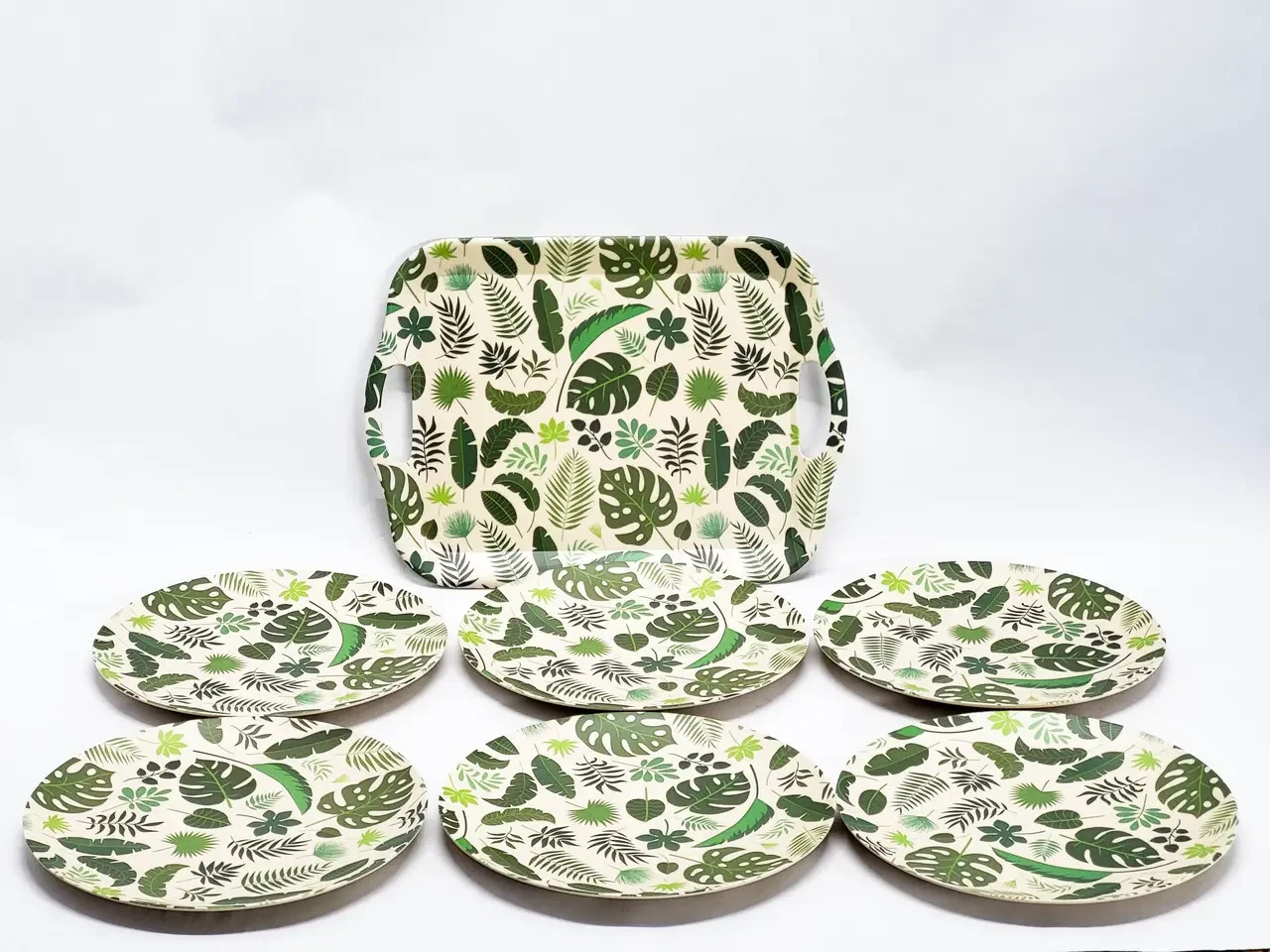 Посуд з еко волокон бамбука з малюнком (6 тарілок, компактні, стильні), фото 1