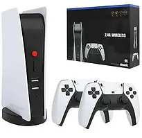 😎Ігрова ретро консоль M5 4K приставка 128 ГБ 2.4G Wireless, 2 бездротові геймпади у комплекті, Біла