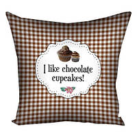 Подушка з принтом 50х50 см I like chocolate suscakes!