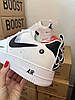 Жіночі кросівки Nike Air Force 1 white L8 utility White Black Найк Форс чорно-білі кеди низькі шкіряні, фото 7