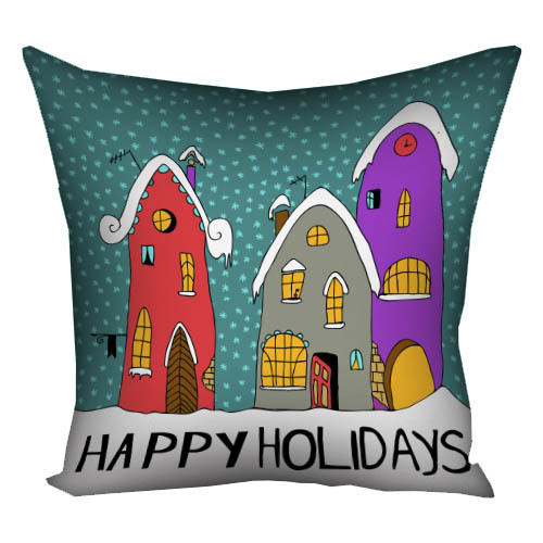 Подушка з принтом 40х40 см Happy holidays