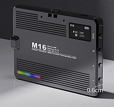 Світлодіодна накамерна LED лампа M16 RGB 3000K-9900K для смартфонів, ноутбуків та відеокамер, фото 5