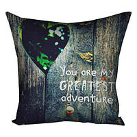 Подушка з принтом 40х40 см You are my greatest adventure