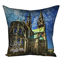 Подушка з принтом 30х30 см Lviv the city of dreams