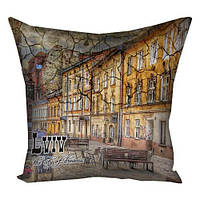 Подушка з принтом 30х30 см Lviv the city of dreams