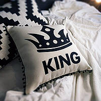 Подушка декоративна (мішковина) з помпонами King