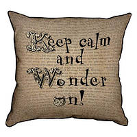 Наволочка декоративна (мішковина) 45х45 см Keep calm and Wonder on!
