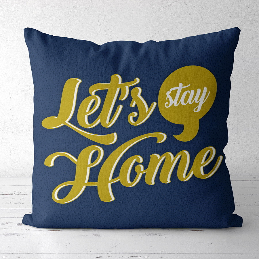 Подушка з принтом 40х40 см Let's stay home