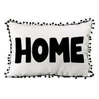 Подушка декоративна (мішковина) з помпонами Home