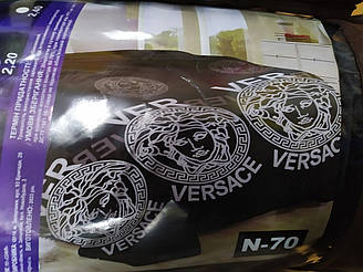 Плед Версаче полуторный 150*215  Велсофт / чёрный /