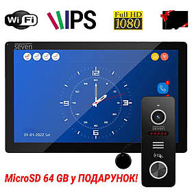 Комплект Wi-Fi домофону 10 дюймів з панеллю виклику зі зчитувачем карт в офіс SEVEN DP-7517/02Kit black