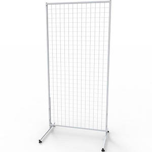 Торгова сітка в рамці на ніжках 75х180 см, осередок 50 мм, профіль 15 мм, біла