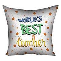 Подушка з принтом 30х30 см World's best teacher